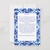 ヴィンテージタラベラアズレジョブルーフォークアート結婚ズ サンキューカード (裏面)