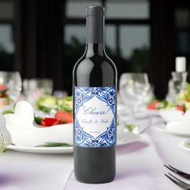 ヴィンテージタラベラアズレジョブルー結婚タイル ワインラベル