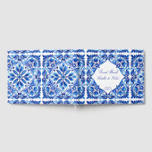 ヴィンテージタラベラアズレジョ結婚ブルーカスタムタイル ゲストブック (全面)