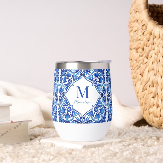 ヴィンテージタラベラアズレジョ青モノグラムの瓦 (リビング)