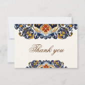 ヴィンテージタラベラアズレジョ青結婚瓦 サンキューカード (正面)