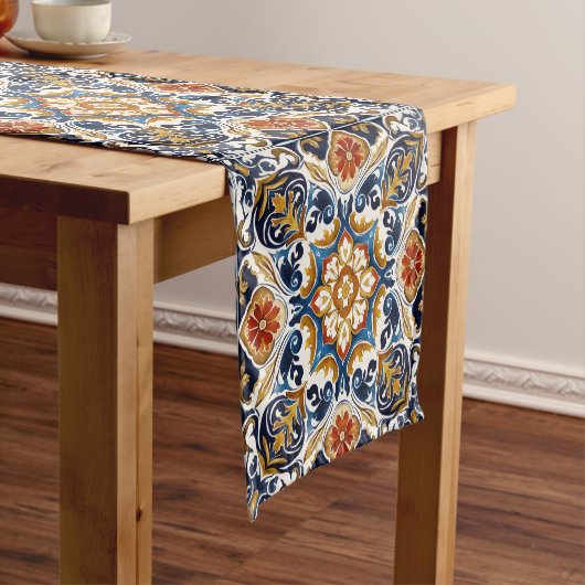 ヴィンテージタラベラアズレジョ青結婚瓦 ショートテーブルランナー (インサイチュ)