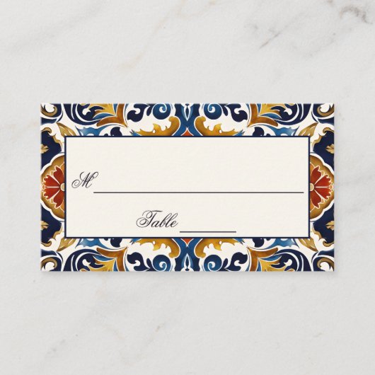 ヴィンテージタラベラアズレジョ青結婚瓦 プレイスカード (正面)