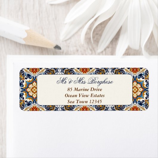 ヴィンテージタラベラアズレジョ青結婚瓦 ラベル (インサイチュ)