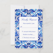 ヴィンテージタラベラアズレジョ青結婚瓦 出欠カード (正面)