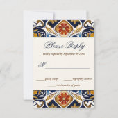 ヴィンテージタラベラアズレジョ青結婚瓦 出欠カード (正面)