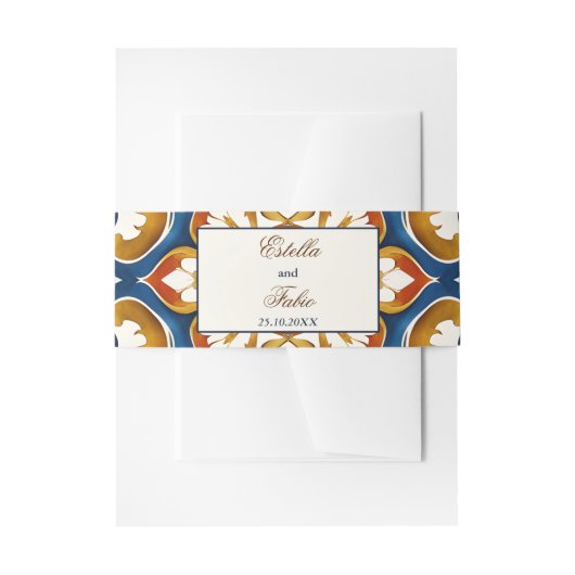 ヴィンテージタラベラアズレジョ青結婚瓦 招待状ベリーバンド (正面例)