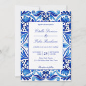 ヴィンテージタラベラアズレジョ青結婚瓦 招待状 (正面)