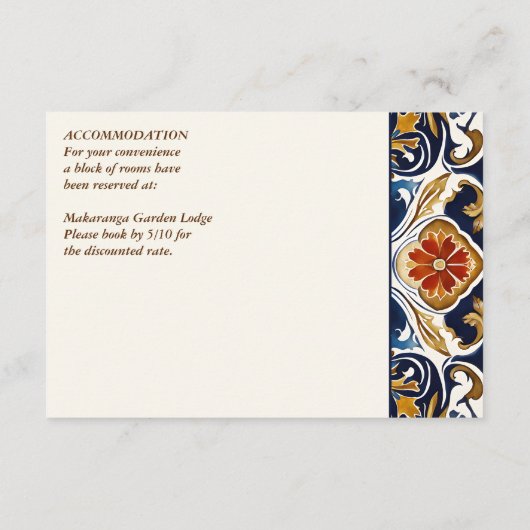 ヴィンテージタラベラアズレホ結婚ブルーのタイル詳細 エンクロージャーカード (裏面)