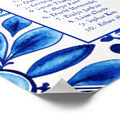 ヴィンテージタラベラブルー結婚タイルのシーティングプラン ポスター (角)