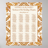 ヴィンテージタラベラ結婚テラコッタのシーティングプラン ポスター (正面)