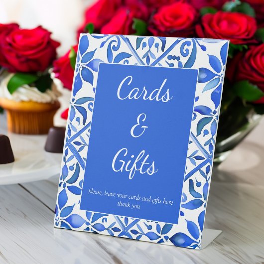 ヴィンテージタラベラ青いタイルスペインのの結婚式の贈り物 台座サイン