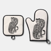 ヴィンテージタリスマニックタイガー小 鍋つかみ&鍋敷きセット (正面)