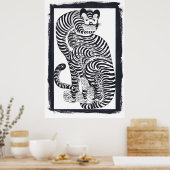 ヴィンテージタリスマニックタイガーinブラックフレーム ポスター (キッチン)