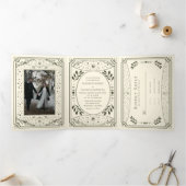 ヴィンテージタロットカードゴシッ結婚クの三重招待状 三つ折り招待状 (内部)