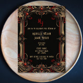 ヴィンテージタロットゴシック様式ブラック&金ゴールドモノグラム 招待状