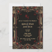 ヴィンテージタロットゴシック様式ブラック&金ゴールドモノグラム 招待状 (正面)