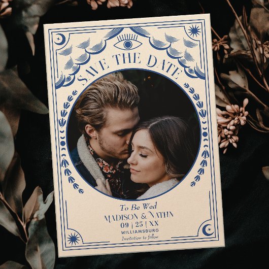 ヴィンテージタロット結婚ゴシックの写真Save the Date 招待状