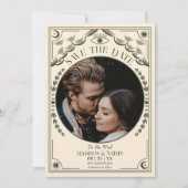 ヴィンテージタロット結婚ゴシックの写真Save the Date 招待状 (正面)