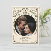 ヴィンテージタロット結婚ゴシックの写真Save the Date 招待状 (スタンド正面)