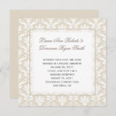 ヴィンテージタンとホワイトダマスポスト結婚ズ 招待状 (正面/裏面)