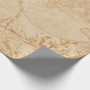 ヴィンテージタンの世界地図 ラッピングペーパー