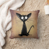 ヴィンテージタンのShorthairおもしろいで黒い東洋の猫 クッション (ブランケット)