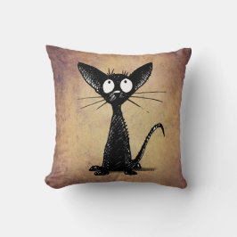 ヴィンテージタンのShorthairおもしろいで黒い東洋の猫 クッション