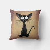 ヴィンテージタンのShorthairおもしろいで黒い東洋の猫 クッション (裏面)