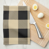 ヴィンテージタンアンドブラックバッファロープレイド キッチンタオル (四つ折り)