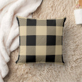 ヴィンテージタンアンドブラックバッファロープレイド クッション (ブランケット)