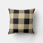 ヴィンテージタンアンドブラックバッファロープレイド クッション (裏面)