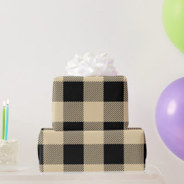 ヴィンテージタンアンドブラックバッファロープレイド ラッピングペーパー