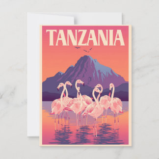 ヴィンテージタンザニアアフリカフラミンゴ山旅行 ポストカード