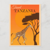 ヴィンテージタンザニア・アフリカ・キリン旅行 ポストカード (正面)