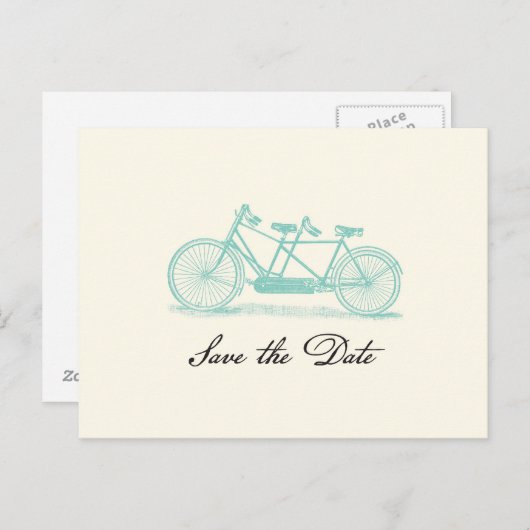 ヴィンテージタンデムバイク日付ポストカードの保存 案内ポストカード (正面/裏面)