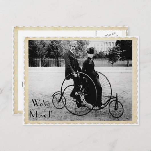 ヴィンテージタンデム自転車移動はがき 案内ポストカード (正面/裏面)