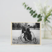 ヴィンテージタンデム自転車移動はがき 案内ポストカード (スタンド正面)