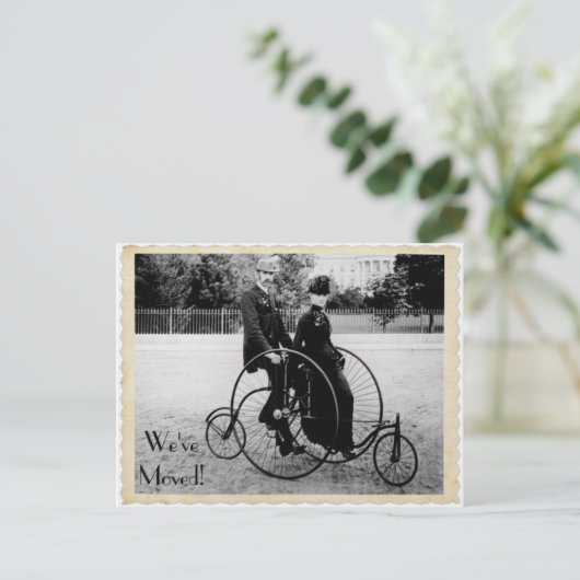 ヴィンテージタンデム自転車移動はがき 案内ポストカード (スタンド正面)