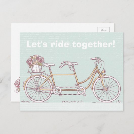 ヴィンテージタンデム自転車 ポストカード (正面/裏面)