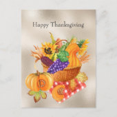 ヴィンテージタンバスケット野菜フローラ感謝祭 シーズンポストカード (正面)