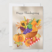 ヴィンテージタンバスケット野菜フローラ感謝祭 招待状 (正面)