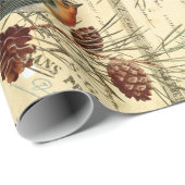 ヴィンテージタンバードパインコーンクリスマス ラッピングペーパー (ロールコーナー)