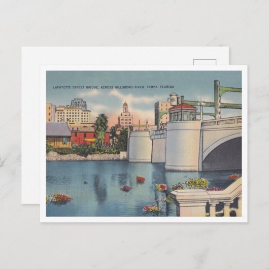 ヴィンテージタンパフロリダラファイエット通りブリッジ ポストカード (正面/裏面)