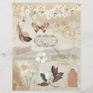 ヴィンテージタンブラウンデコページフローラスクラップブック紙