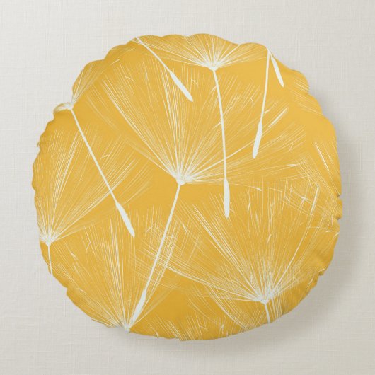 ヴィンテージタンポポ：シームレスパターン ラウンドクッション (正面)