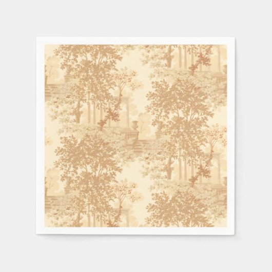ヴィンテージタンランドスケープ枠（UrnsとColumns付き） スタンダードカクテルナプキン (正面)