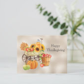 ヴィンテージタンワゴンヒマワリ感謝祭を生産 シーズンポストカード (スタンド正面)