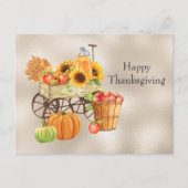 ヴィンテージタンワゴンヒマワリ感謝祭を生産 シーズンポストカード (正面)