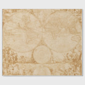 ヴィンテージタンワールドマップ ラッピングペーパー (フラット)